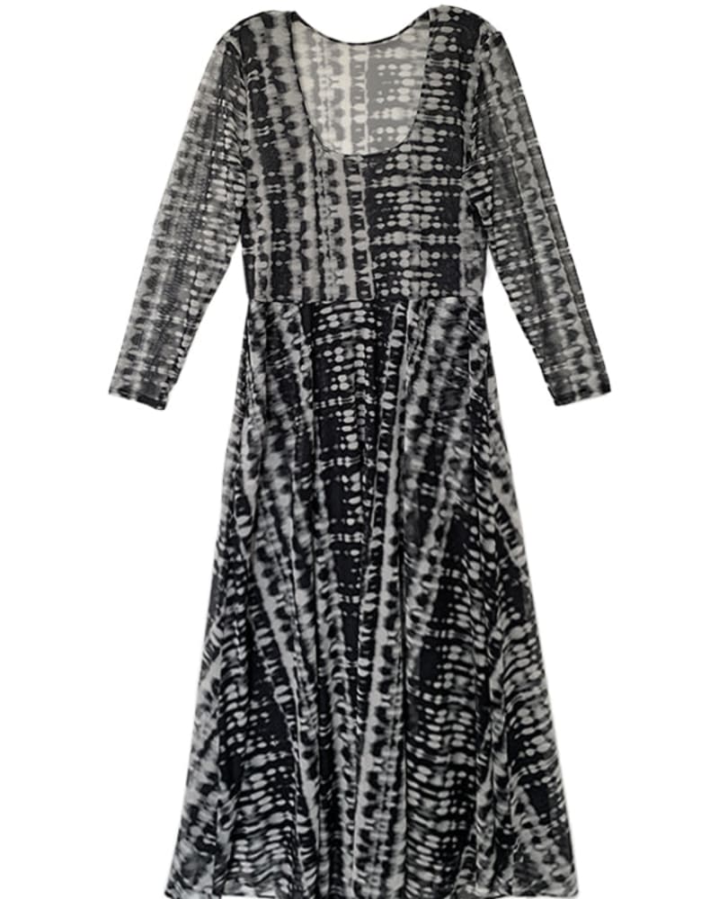 Front of a size 2 Mesh Midi Dress in Tie Dye by BAACAL. | dia_product_style_image_id:256816
